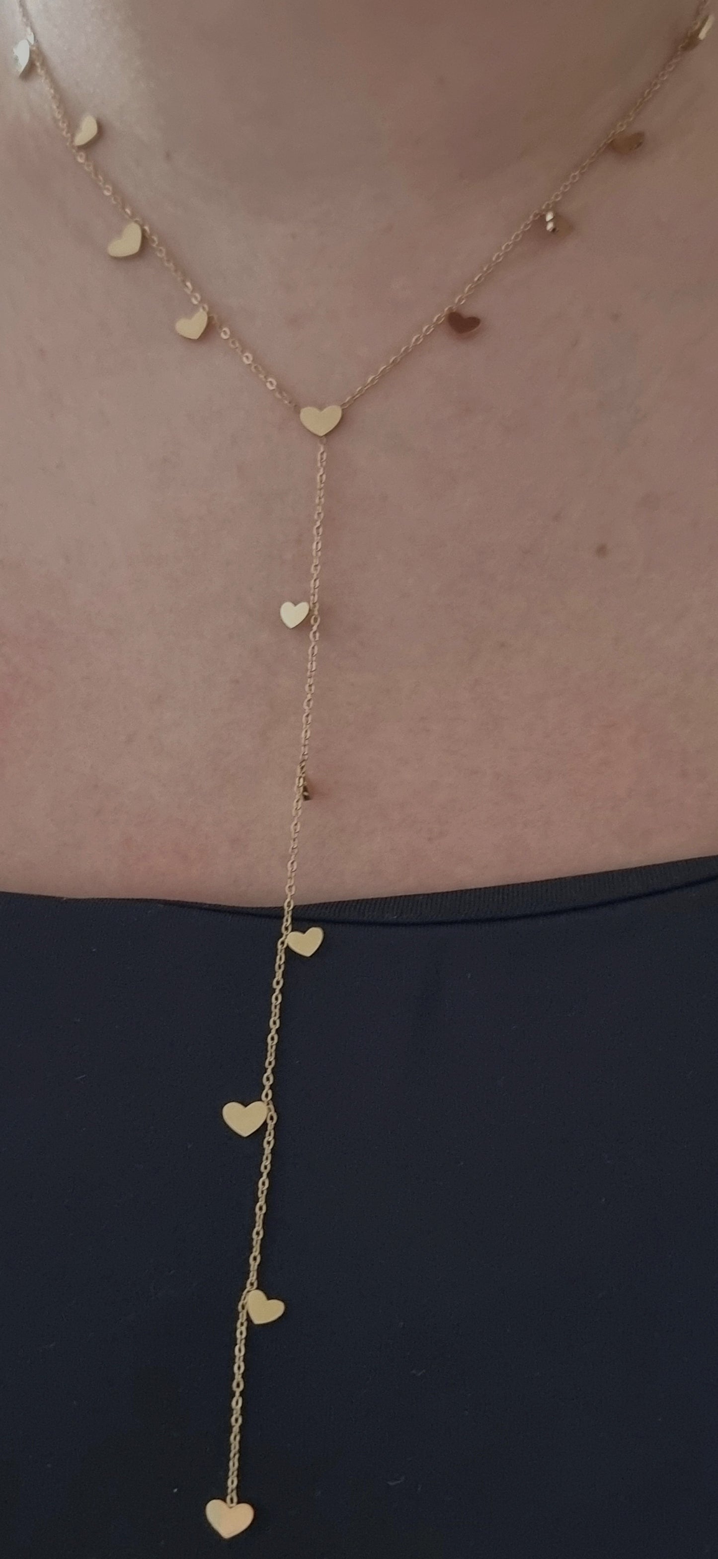 Collier en Y Fin à Mini Cœurs "Cœur Entrelacés"