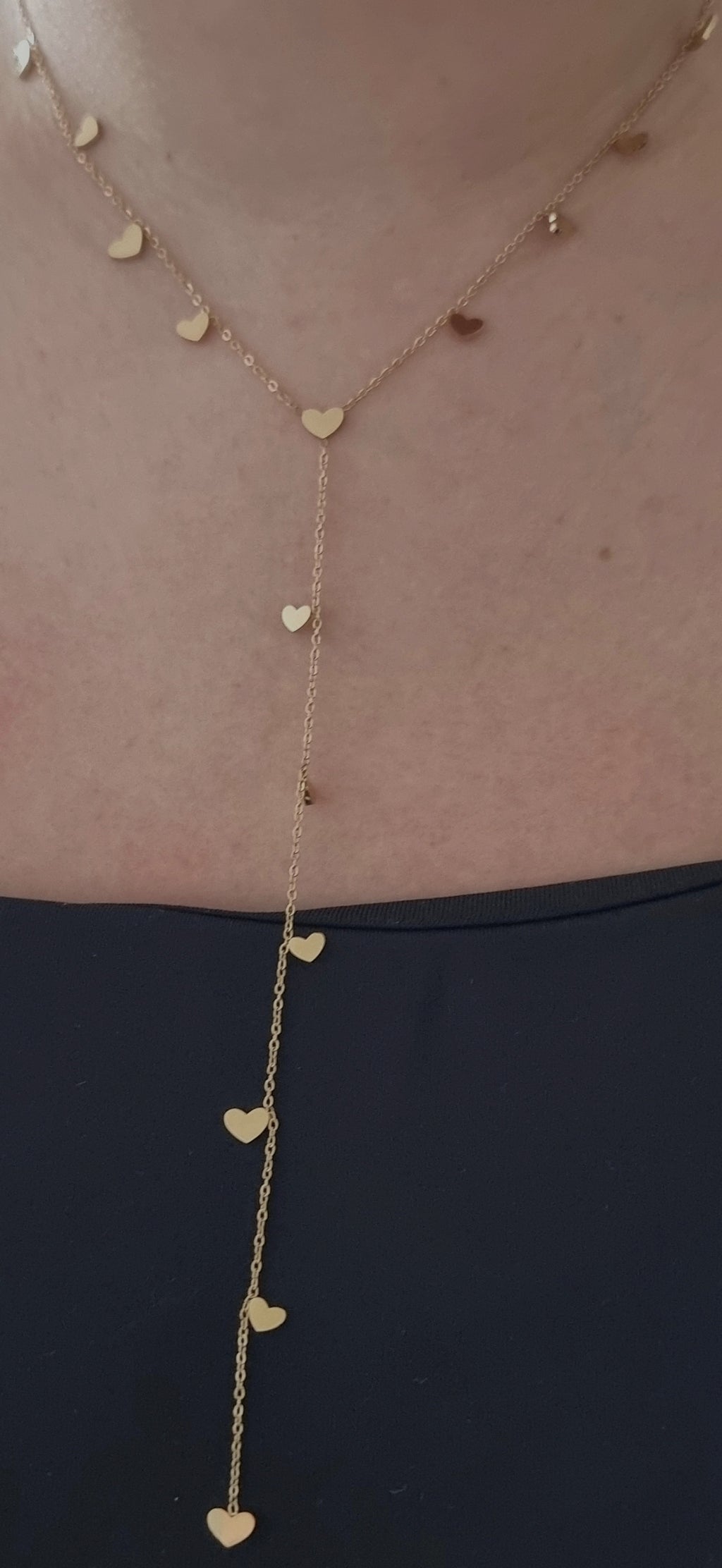 Collier en Y Fin à Mini Cœurs "Cœur Entrelacés"