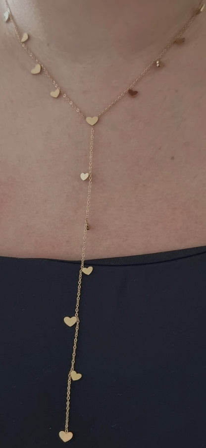Collier en Y Fin à Mini Cœurs "Cœur Entrelacés"
