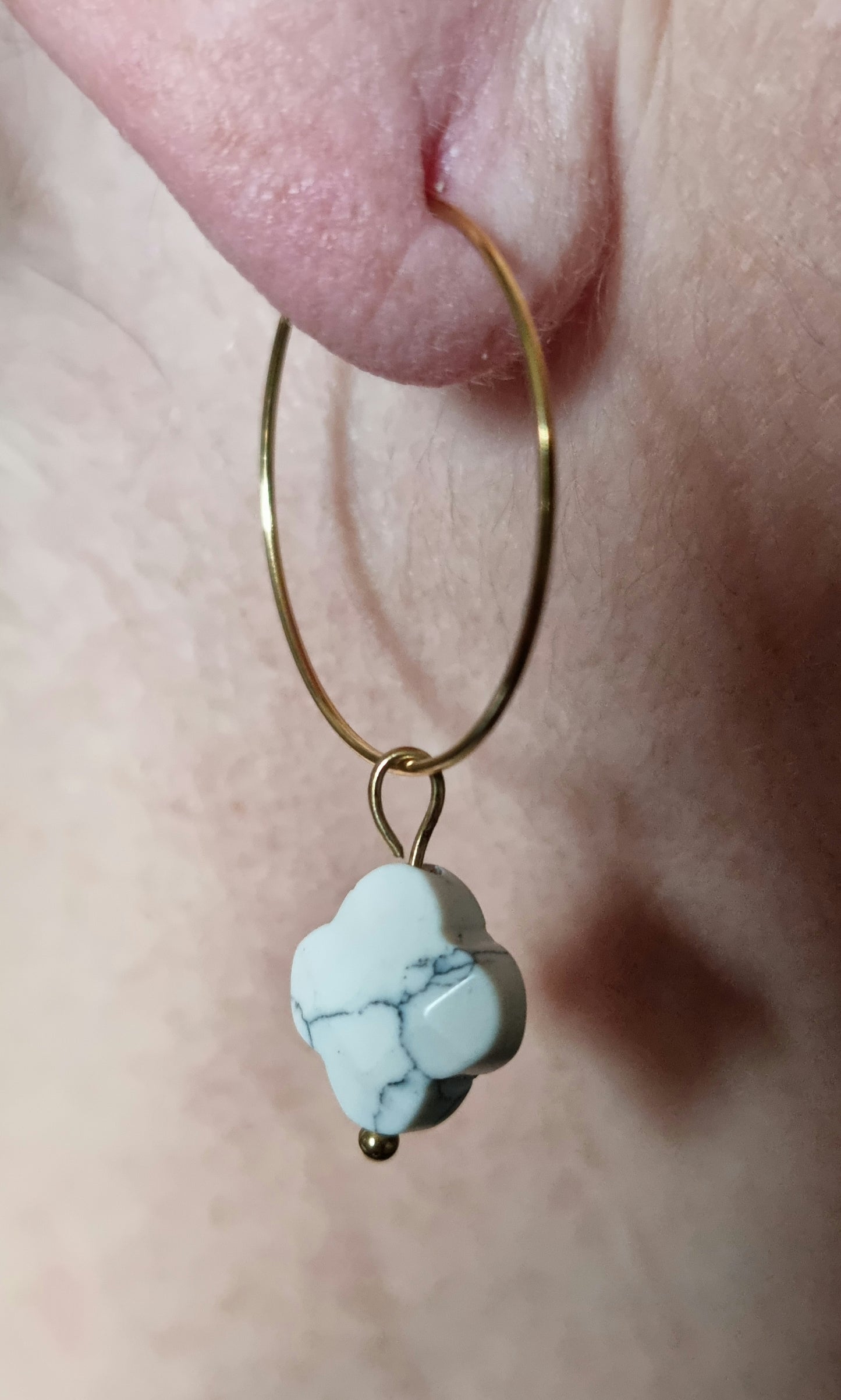 Boucles d'Oreilles Trèfle Ecru