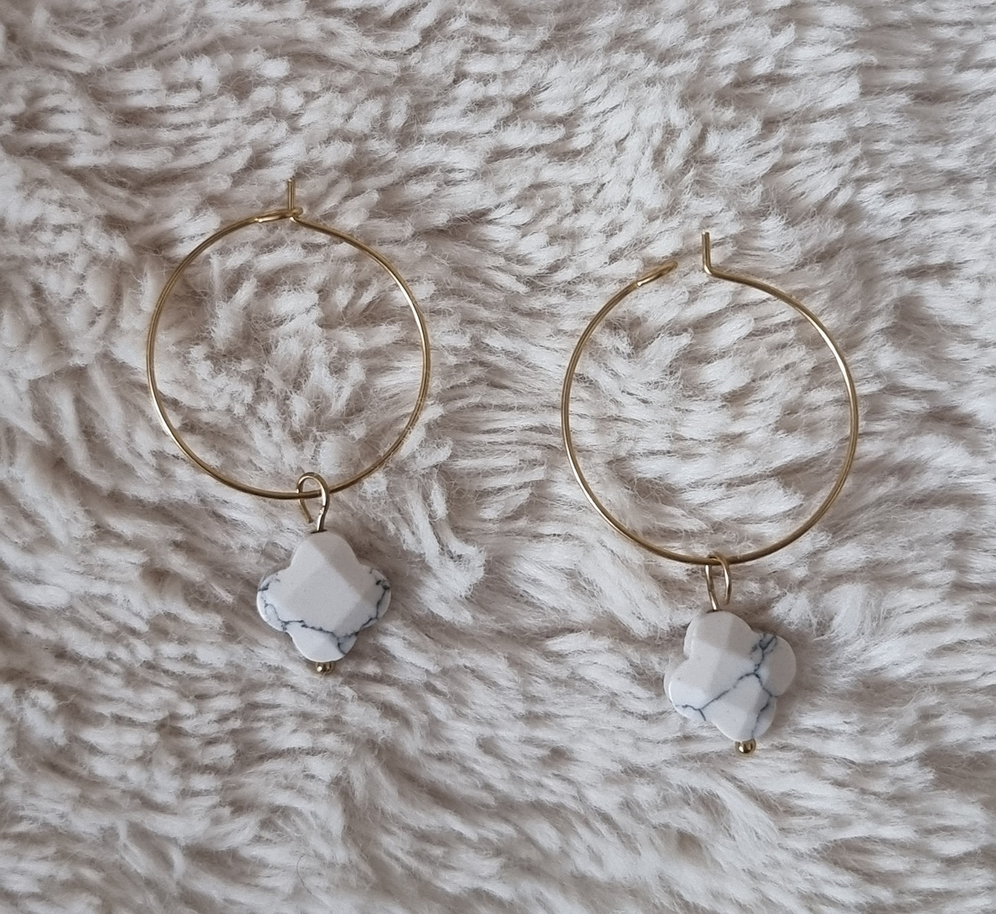 Boucles d'Oreilles Trèfle Ecru