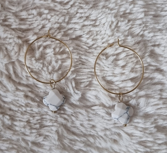 Boucles d'Oreilles Trèfle Ecru